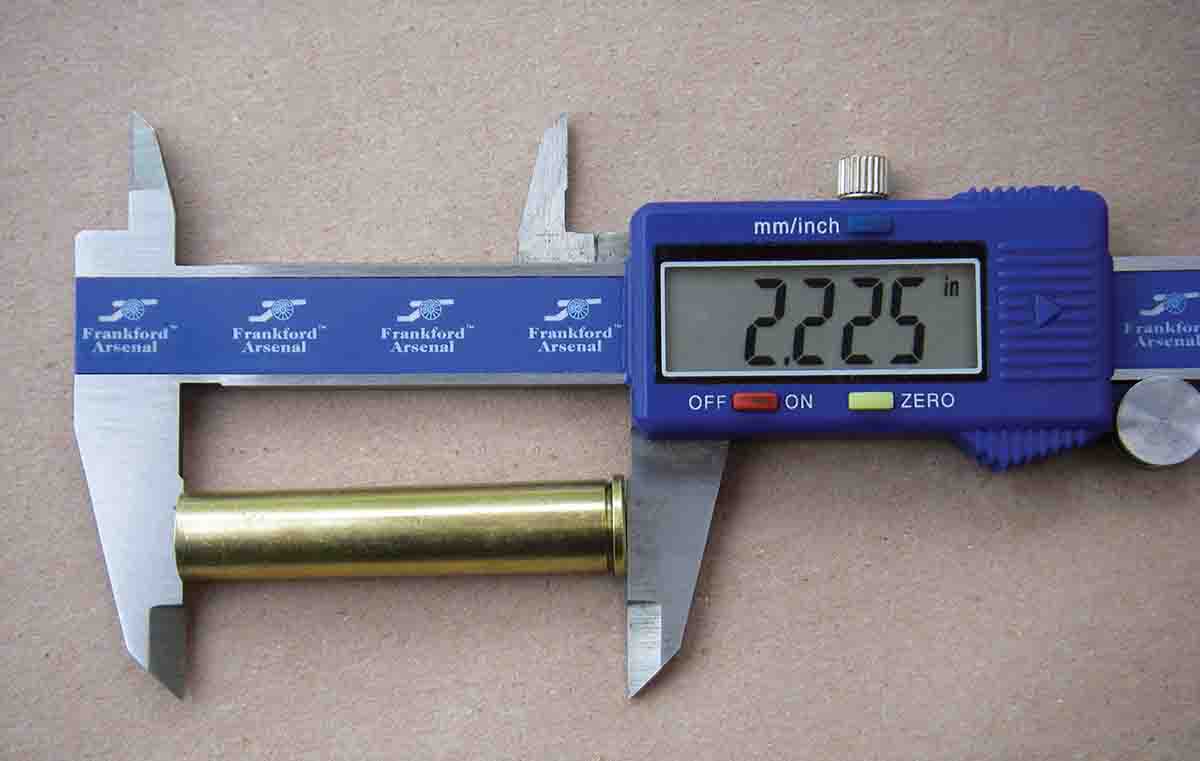 Maximum case length for the .444 Marlin is 2.225 inches.